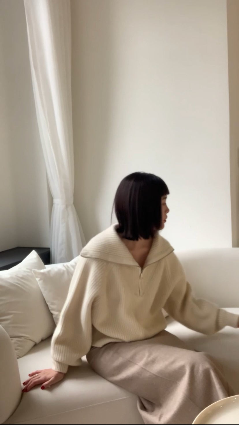 韓國高品質 時髦大翻領造型羊毛毛衣 T3526