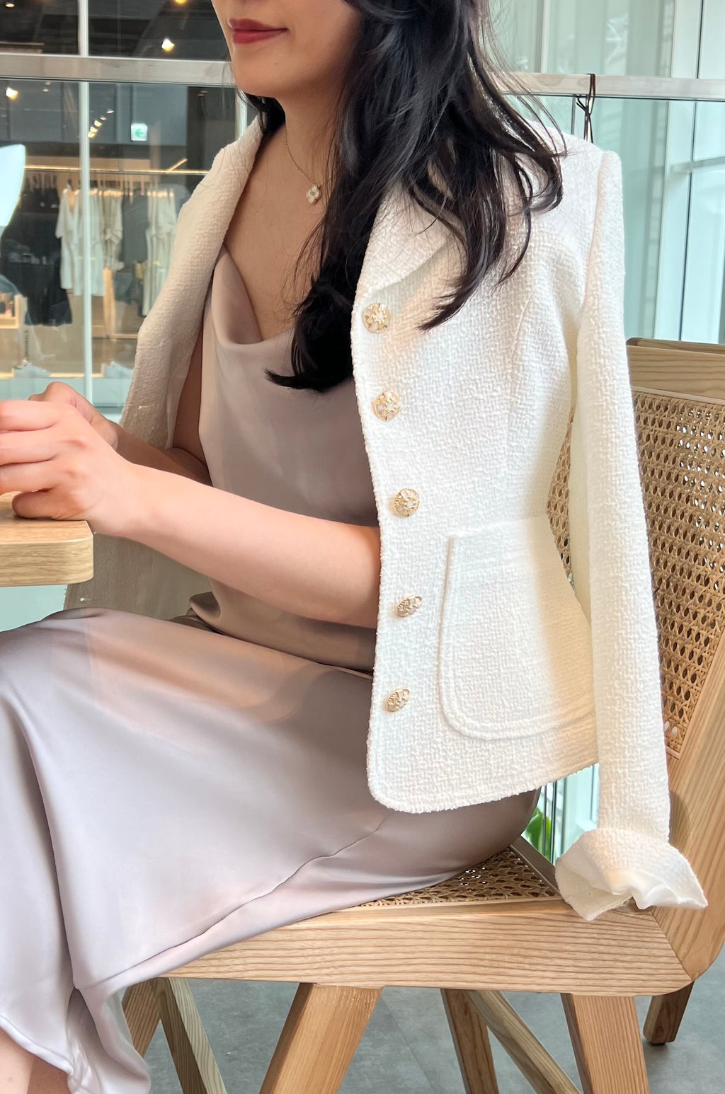 質感垂領細吊帶連身裙/小禮服 薄暮灰