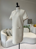 法式高級 經典花呢連身洋裝10%Wool DS2314 米色