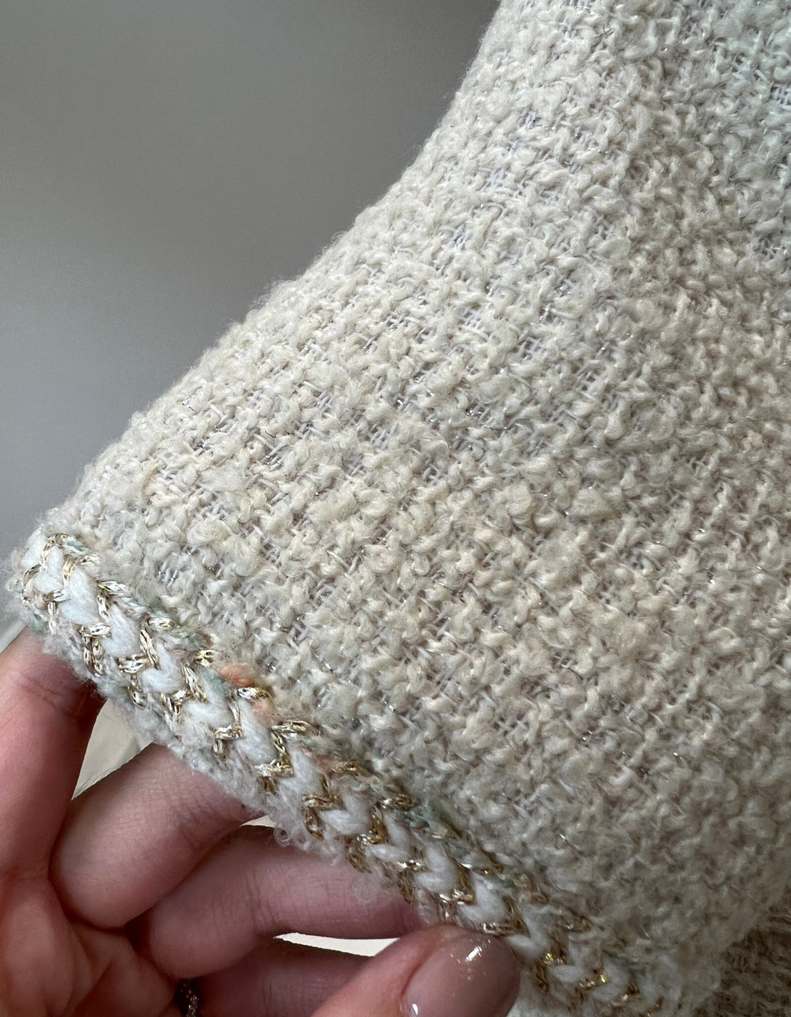 法式高級 經典花呢連身洋裝10%Wool DS2314 米色