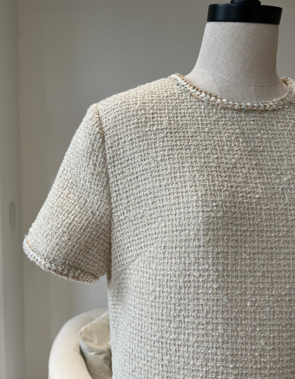 法式高級 經典花呢連身洋裝10%Wool DS2314 米色