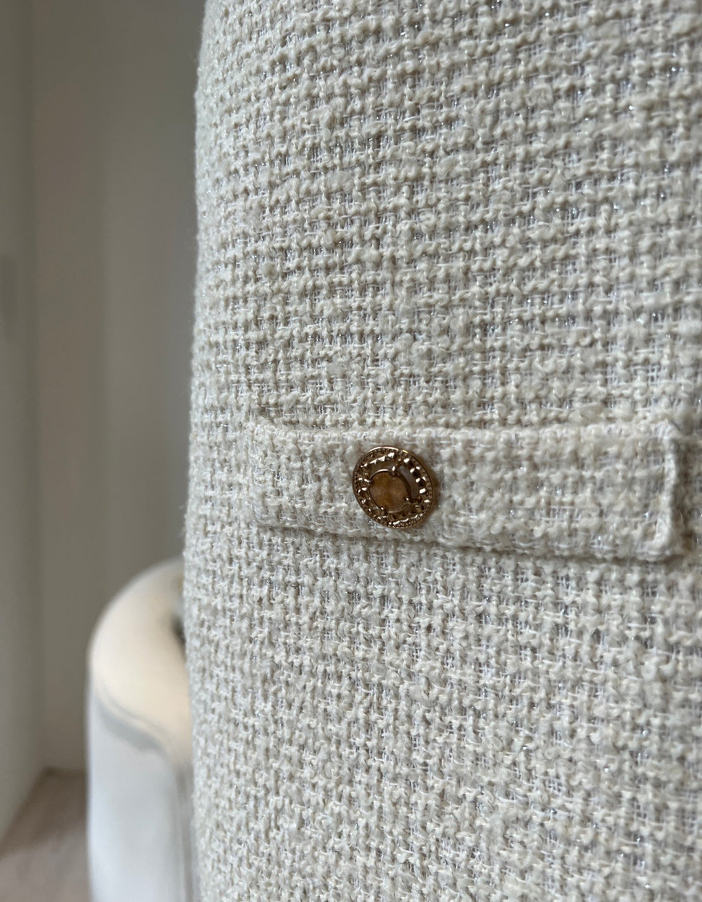 法式高級 經典花呢連身洋裝10%Wool DS2314 米色