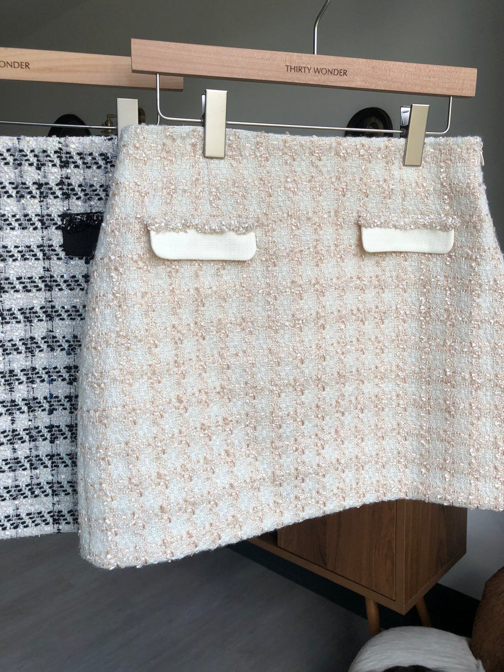 氣質名媛千鳥格花呢裙20%wool SK3510 經典黑