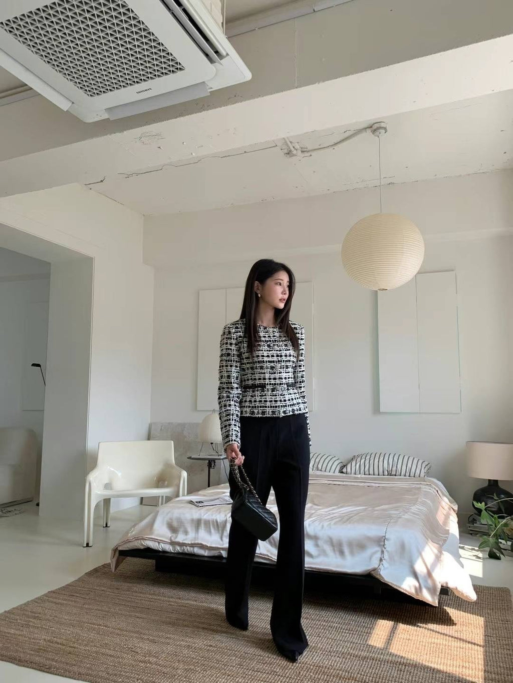 花黑腰身毛呢外套10%Wool JK2321