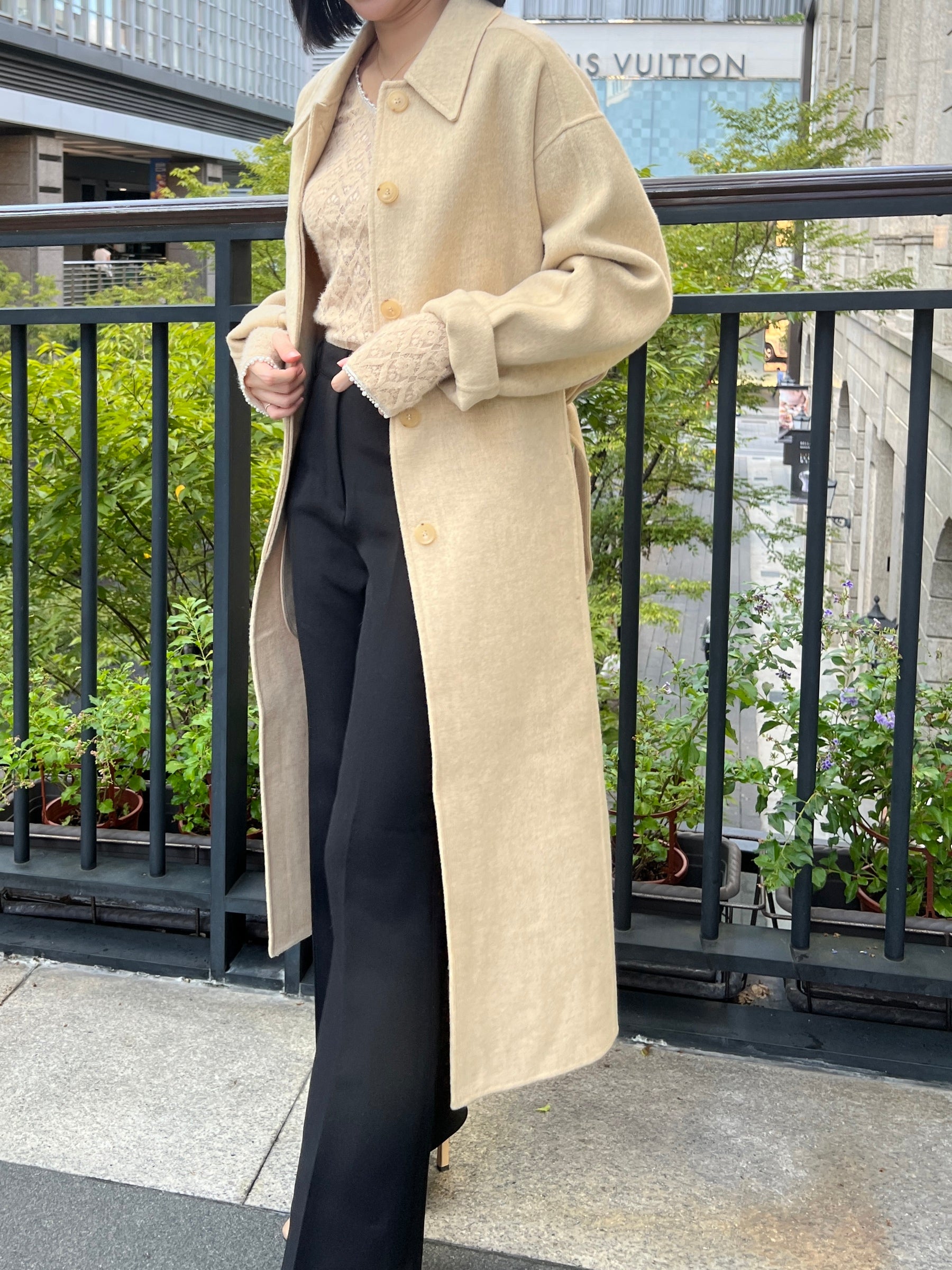 時髦設計 排釦手工羊毛大衣 90%Wool HW2302