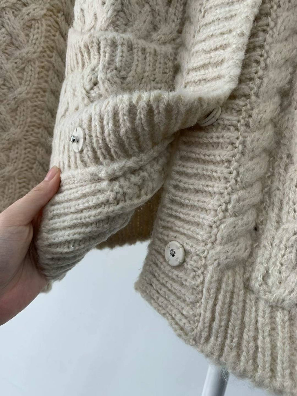 漂亮織紋牛角釦羊毛外套 Wool21% Alpaca5% JK2329