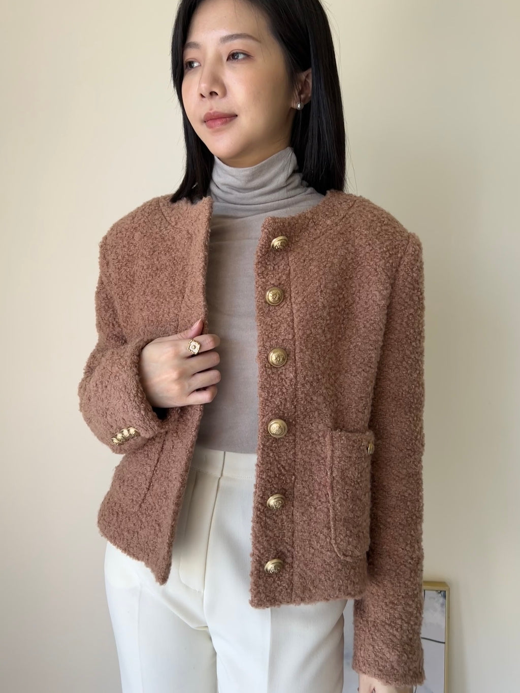 羊羔毛英倫復古金釦外套100%Wool JK2336