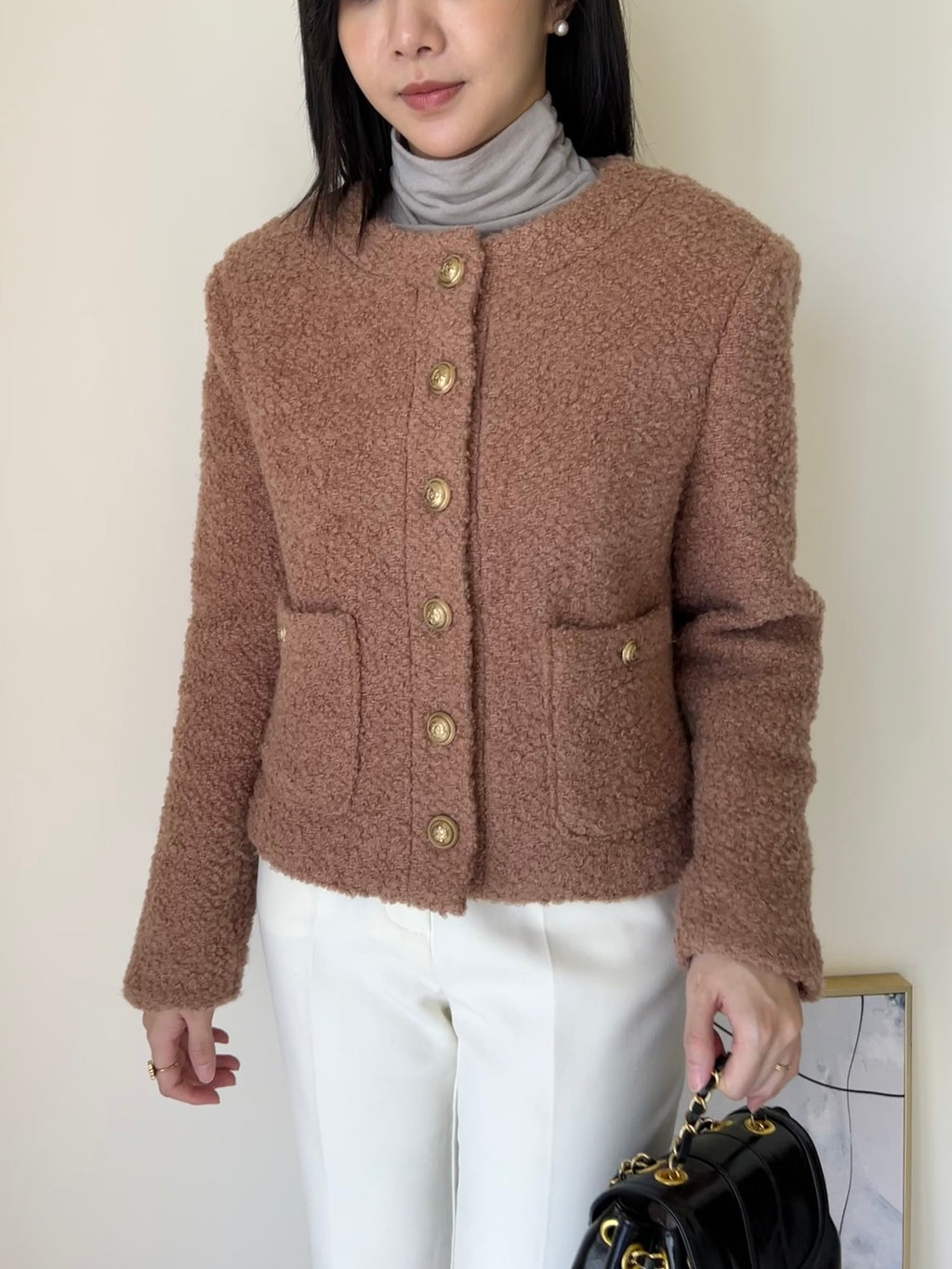 羊羔毛英倫復古金釦外套100%Wool JK2336