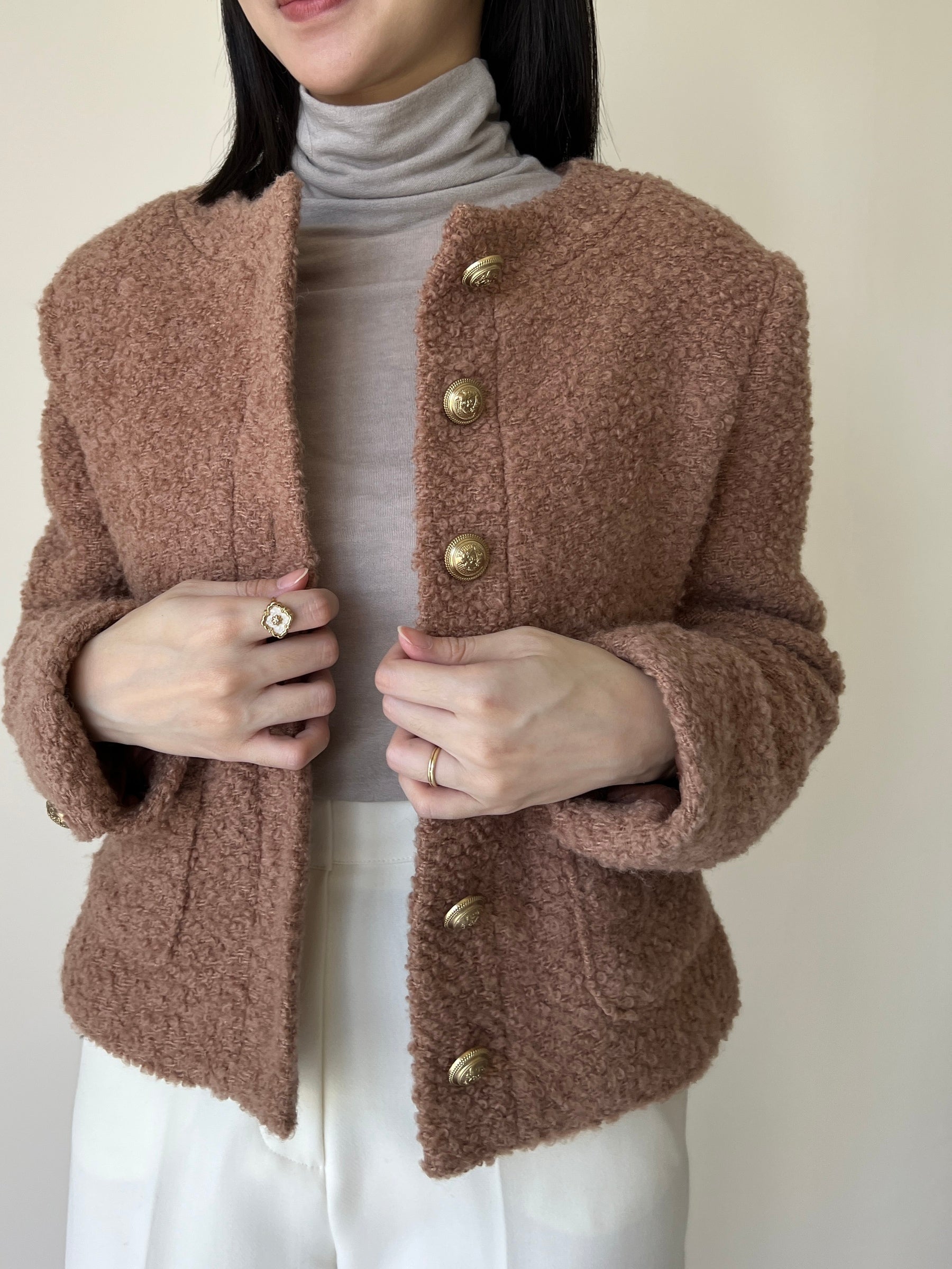 羊羔毛英倫復古金釦外套100%Wool JK2336