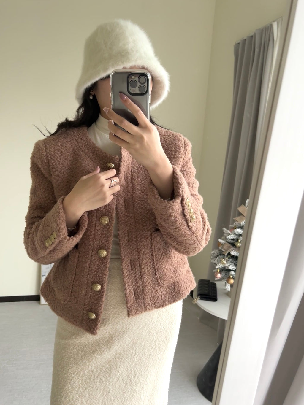 羊羔毛英倫復古金釦外套100%Wool JK2336