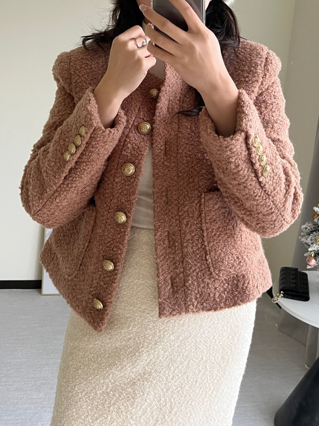 羊羔毛英倫復古金釦外套100%Wool JK2336