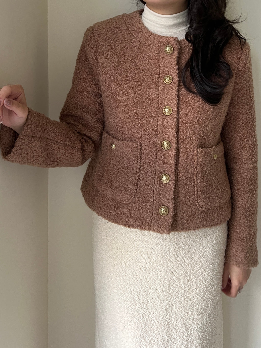 羊羔毛英倫復古金釦外套100%Wool JK2336