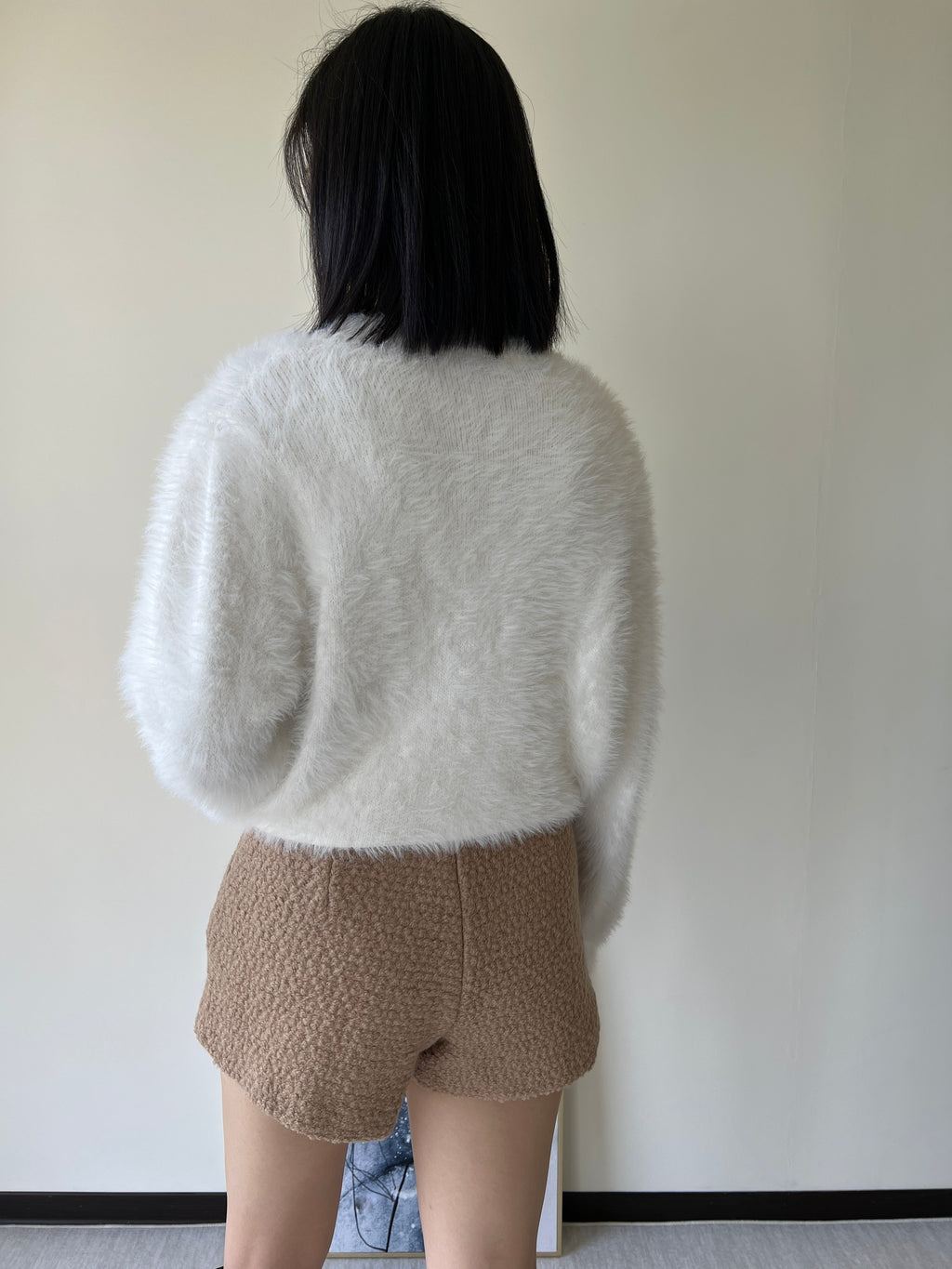 純色羊毛合身短褲 50%Ｗool PTS2328 咖色/黑色