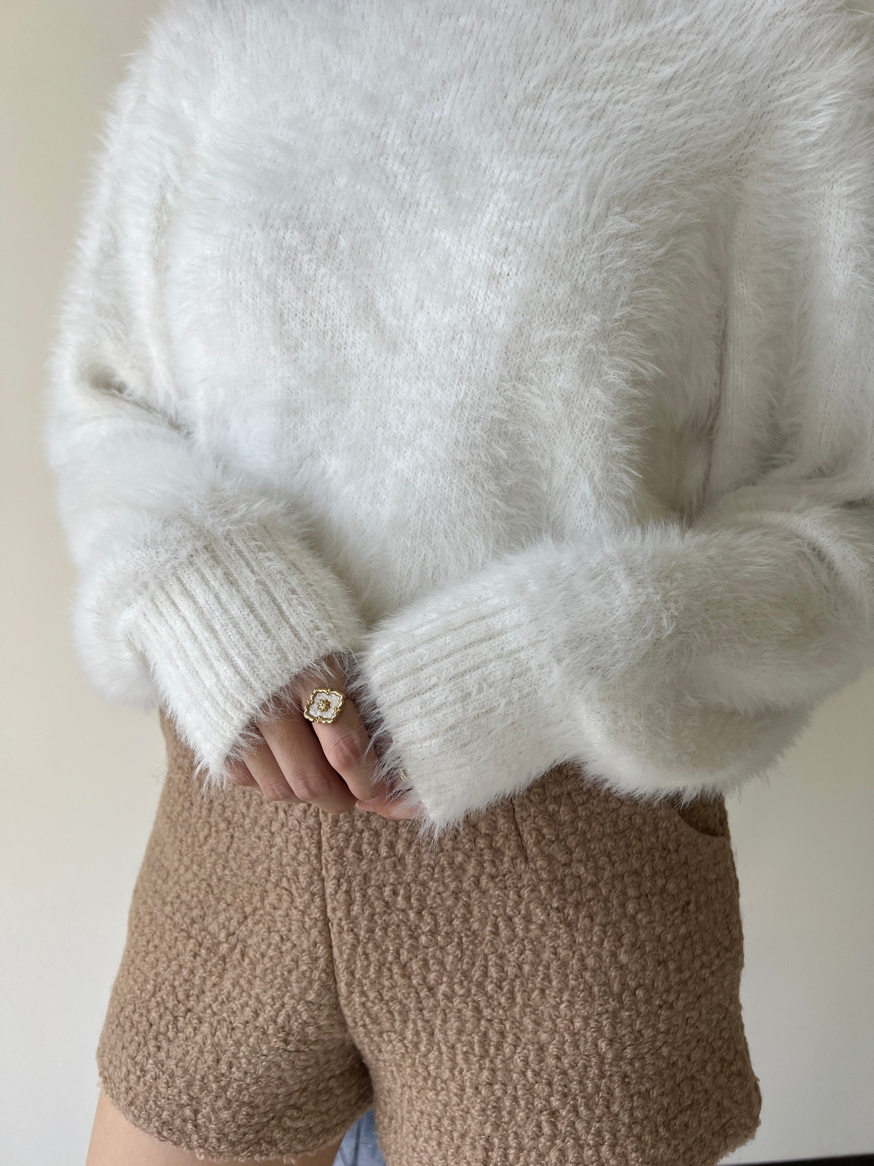 純色羊毛合身短褲 50%Ｗool PTS2328 咖色/黑色