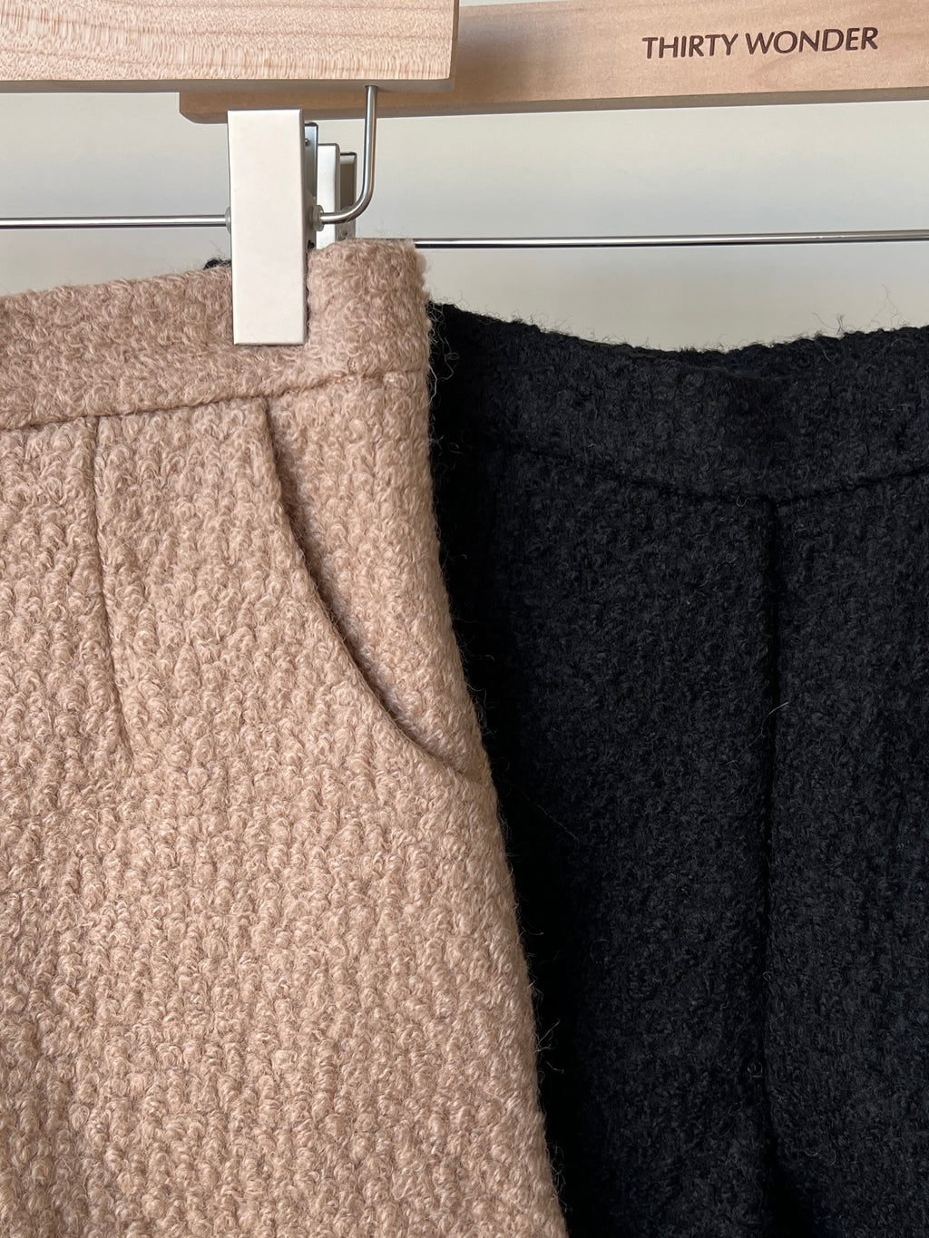 純色羊毛合身短褲 50%Ｗool PTS2328 咖色/黑色