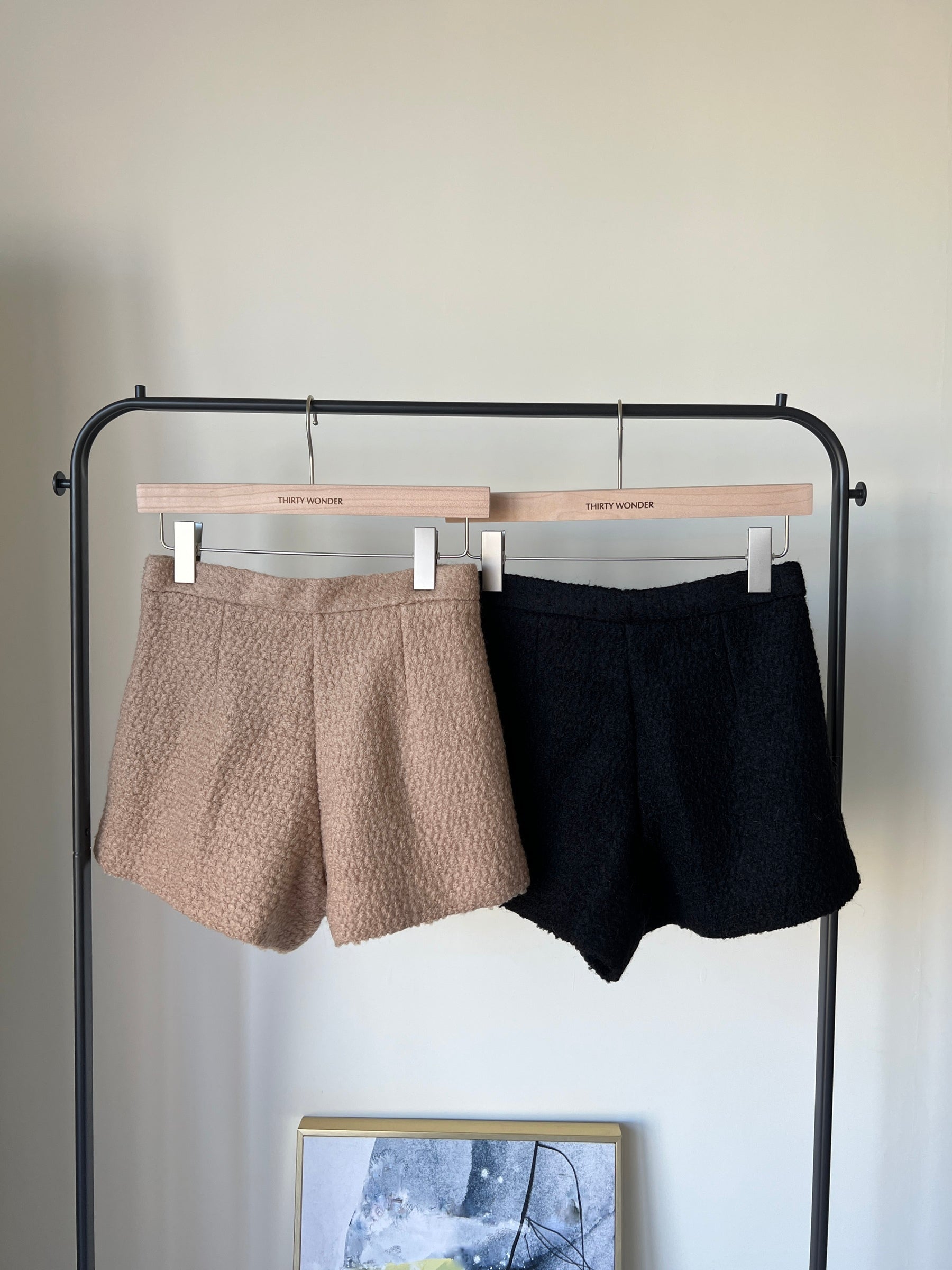 純色羊毛合身短褲 50%Ｗool PTS2328 咖色/黑色