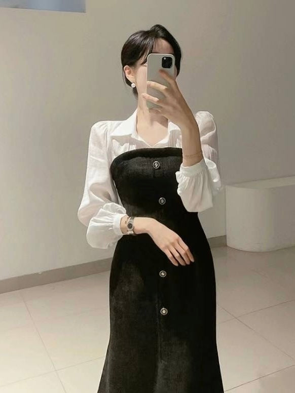 撞色高雅小香風洋裝 DS2404