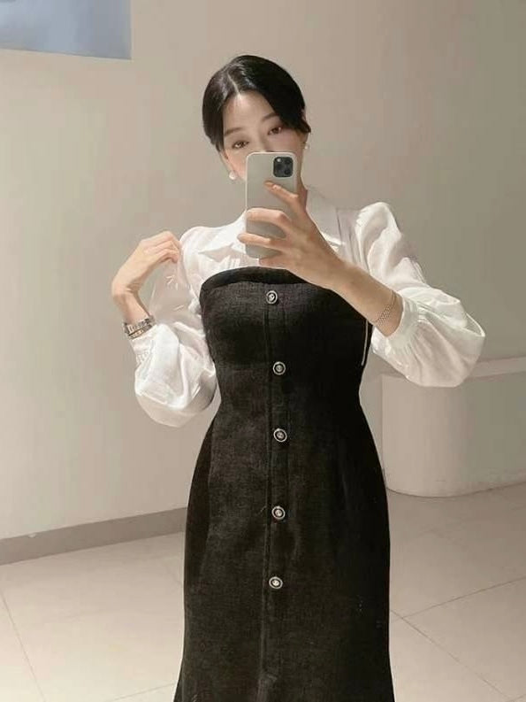 撞色高雅小香風洋裝 DS2404
