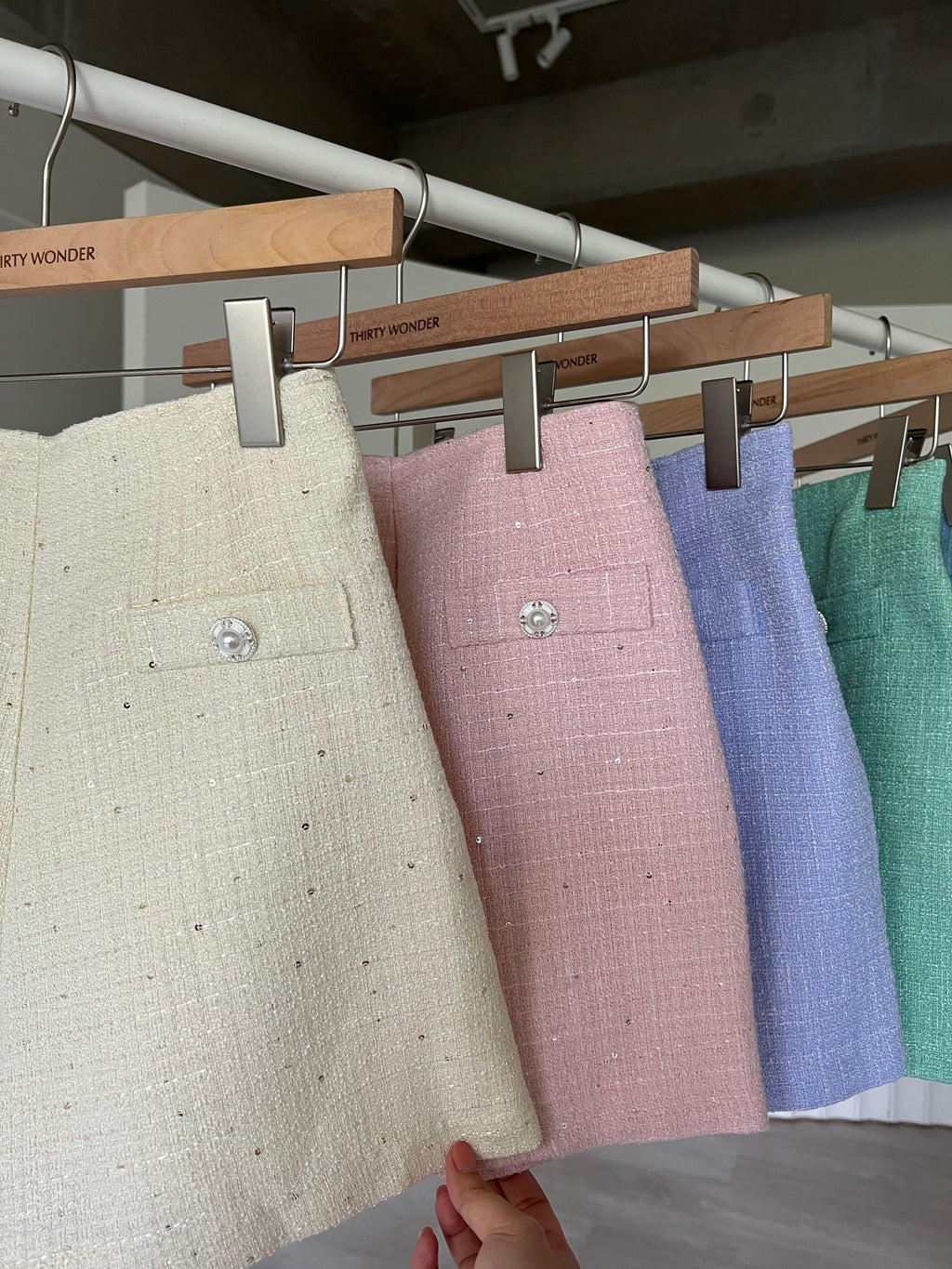 『品牌訂製』Macaron Tweed Shorts馬卡龍亮麗薄呢短褲 PTW23044S 紫陽花