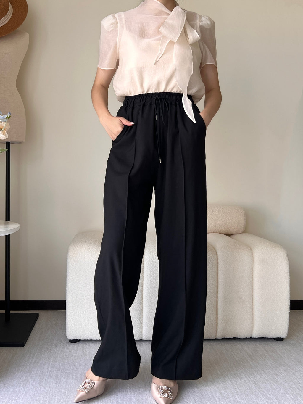 Elena Versatile Pants 舒適面料修長寬褲『0感褲』 PTW24014L 深邃黑