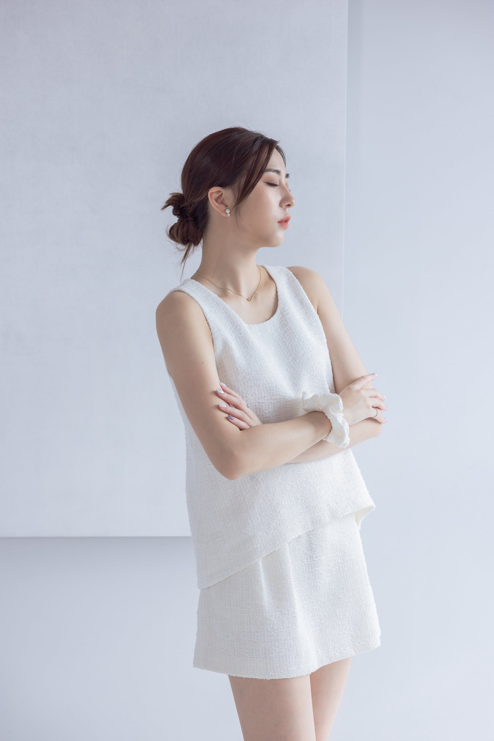 『品牌訂製』Calista Chic 抓褶立體剪裁褲裙 PTW24021S 柔白色