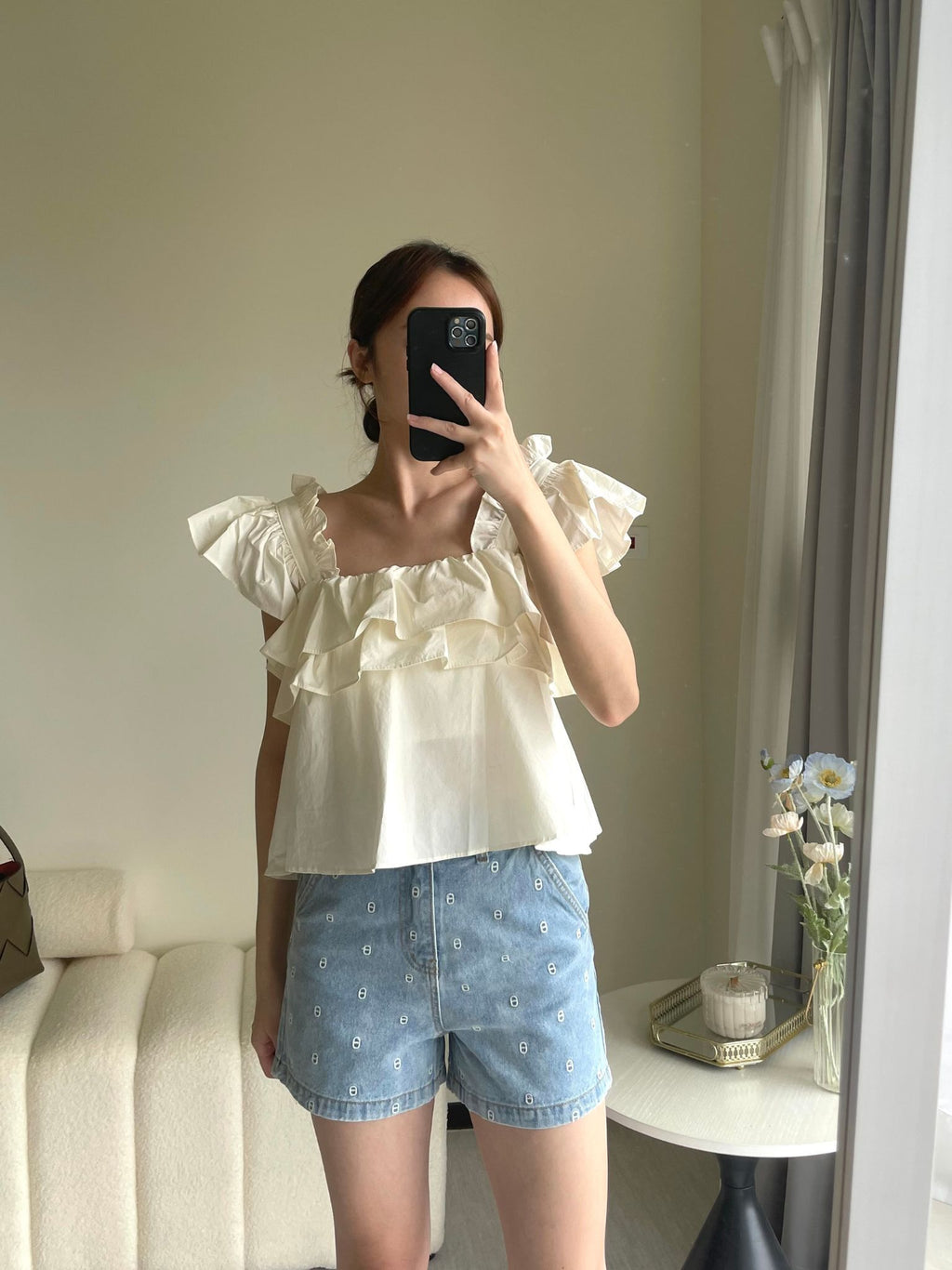 精品元素豬鼻立體刺繡牛仔褲 PT2473