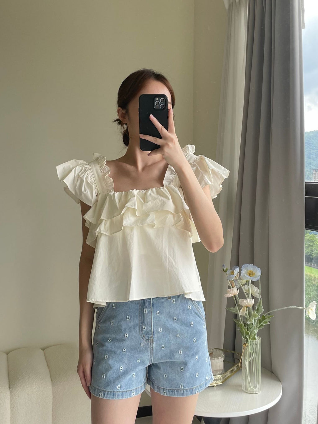 精品元素豬鼻立體刺繡牛仔褲 PT2473