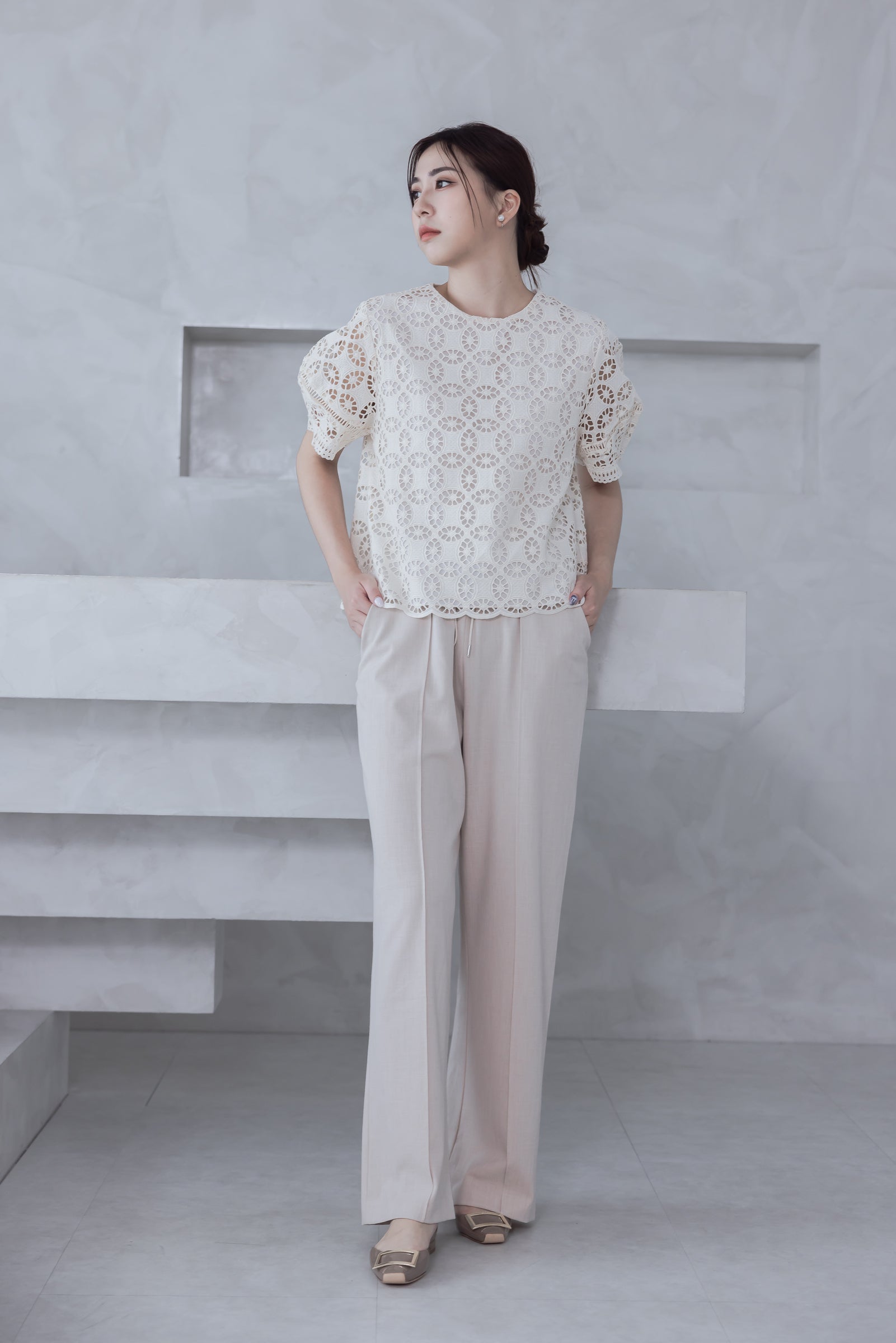 Elena Versatile Pants 舒適面料修長寬褲『0感褲』 PTW24013L 柔米色