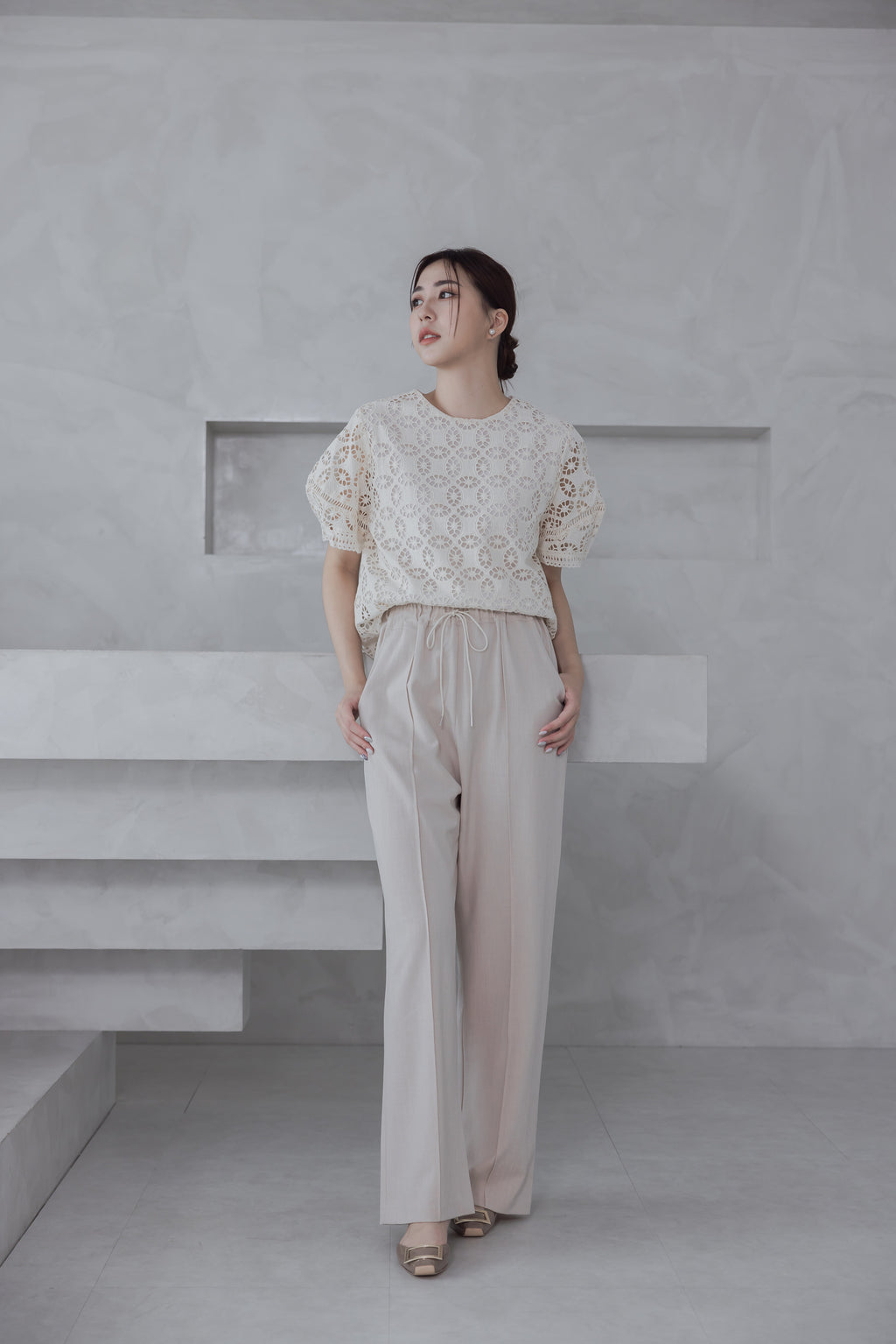 Elena Versatile Pants 舒適面料修長寬褲『0感褲』 PTW24013L 柔米色