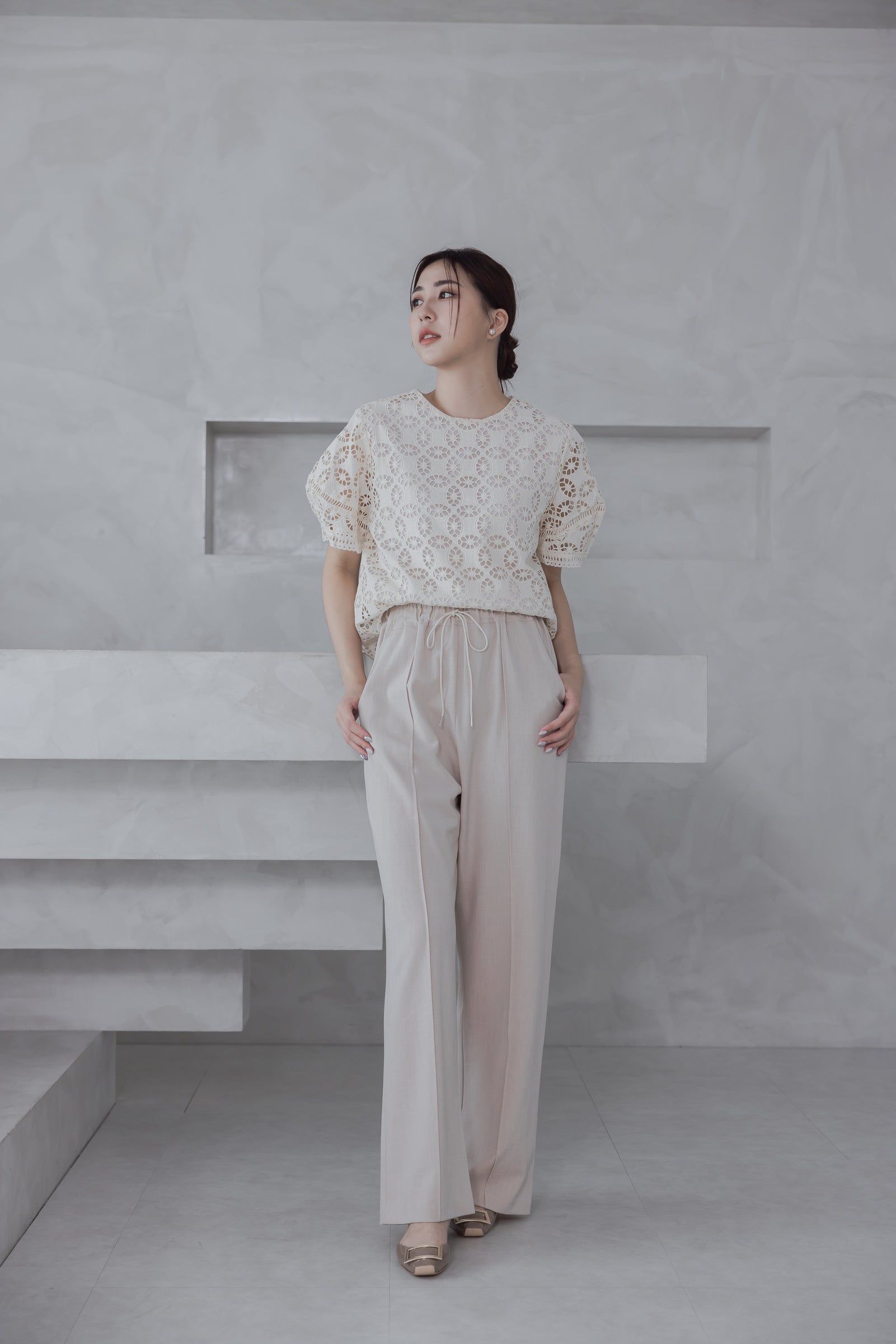 Elena Versatile Pants 舒適面料修長寬褲『0感褲』 PTW24013L 柔米色