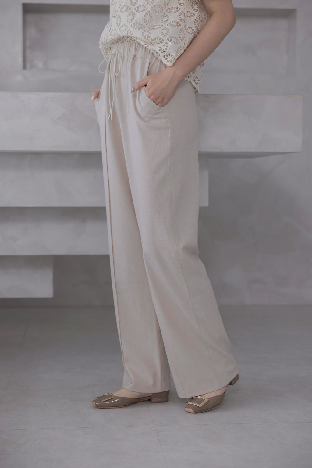 Elena Versatile Pants 舒適面料修長寬褲『0感褲』 PTW24013L 柔米色