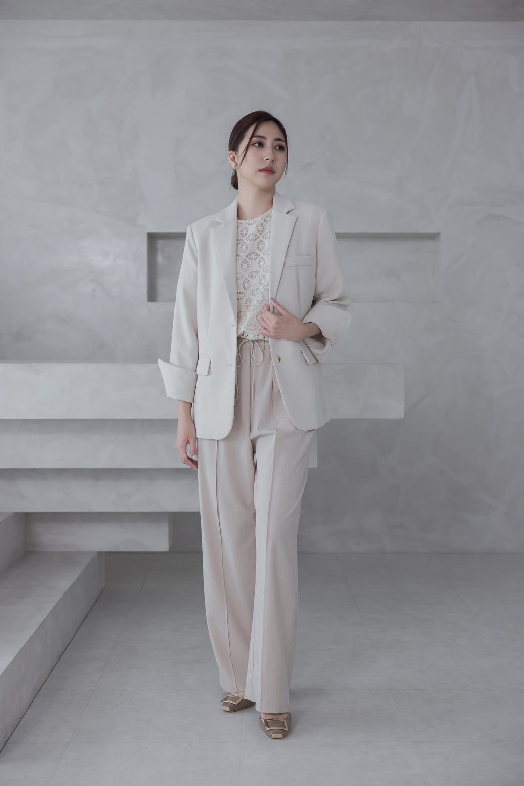 Elena Versatile Pants 舒適面料修長寬褲『0感褲』 PTW24013L 柔米色