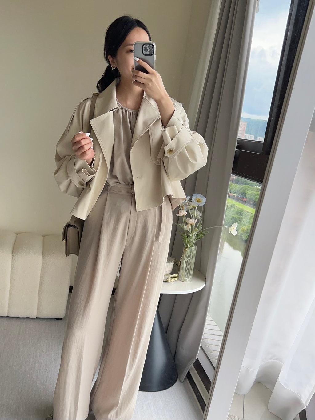 率性短版風衣外套 JK3504 淺杏色