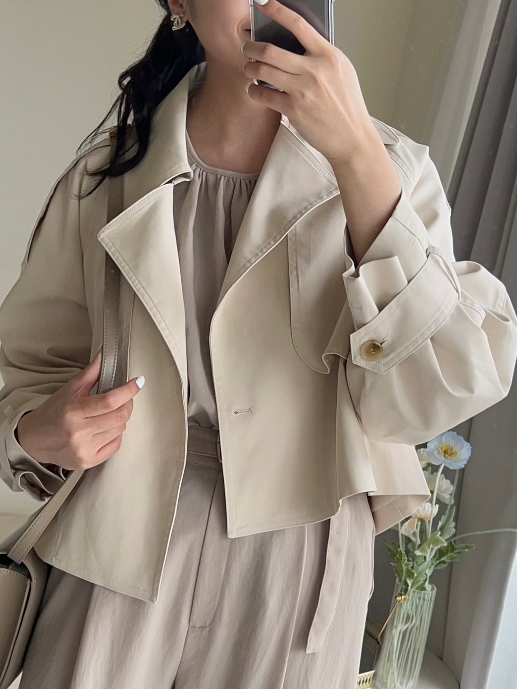 率性短版風衣外套 JK3504 淺杏色