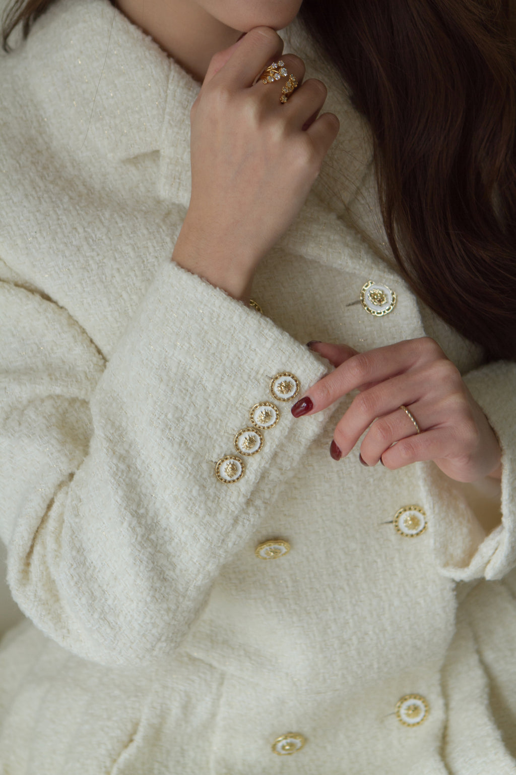 義大利高級面料 名媛百摺洋裝 50%Wool 象牙白  DS2302