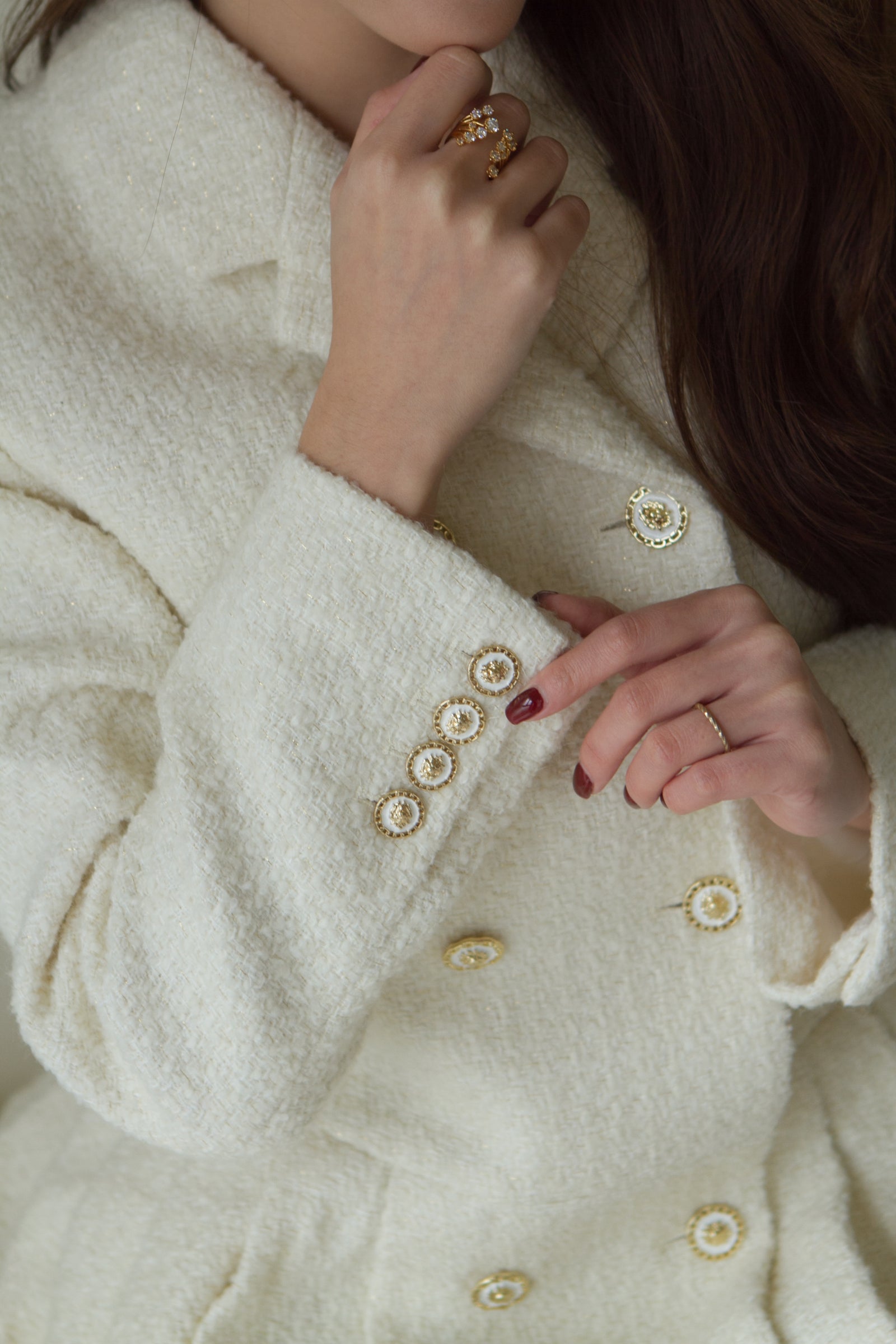 義大利高級面料 名媛百摺洋裝 50%Wool 象牙白  DS2302