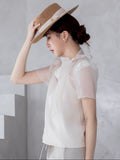 『品牌訂製』Le Calme Blouse 柔和透肌 天絲領巾雙件式上衣 粉膚
