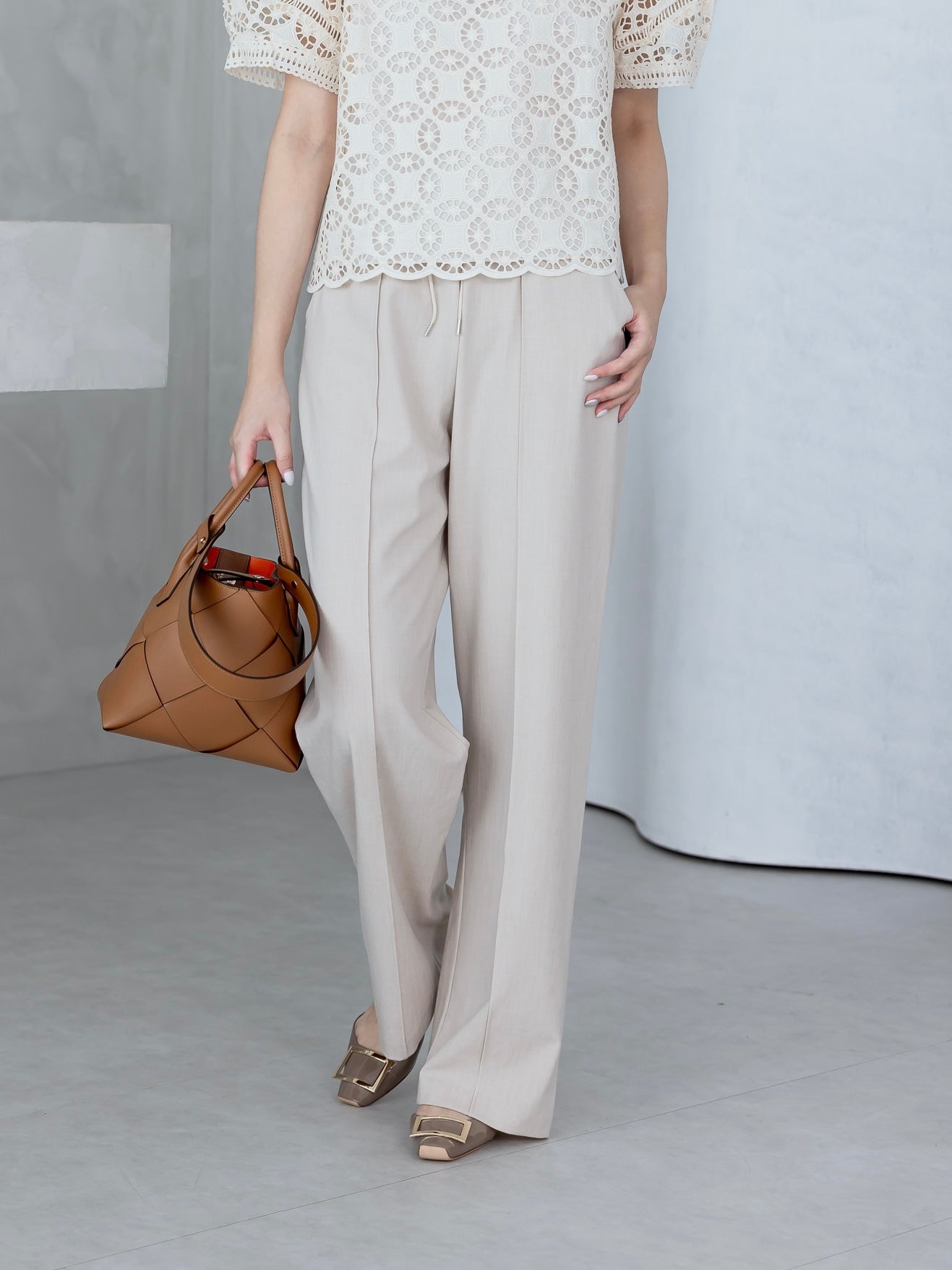 Elena Versatile Pants 舒適面料修長寬褲『0感褲』 PTW24013L 柔米色