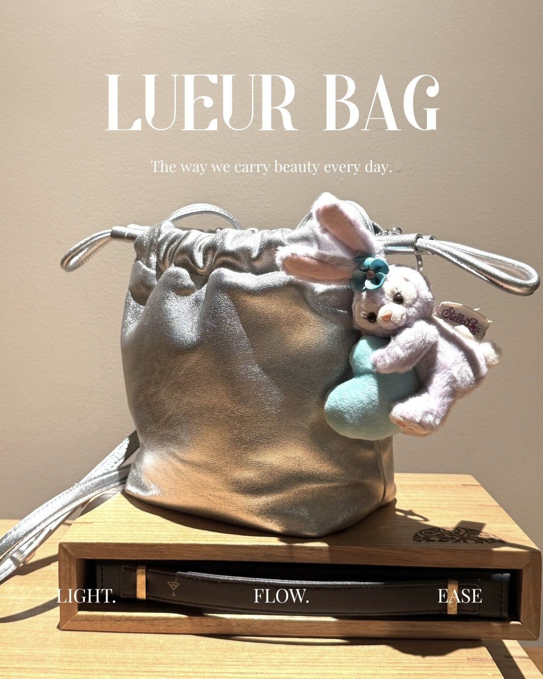 韓國 Bucks & leather Lueur Bag 銀霧羊皮束口包