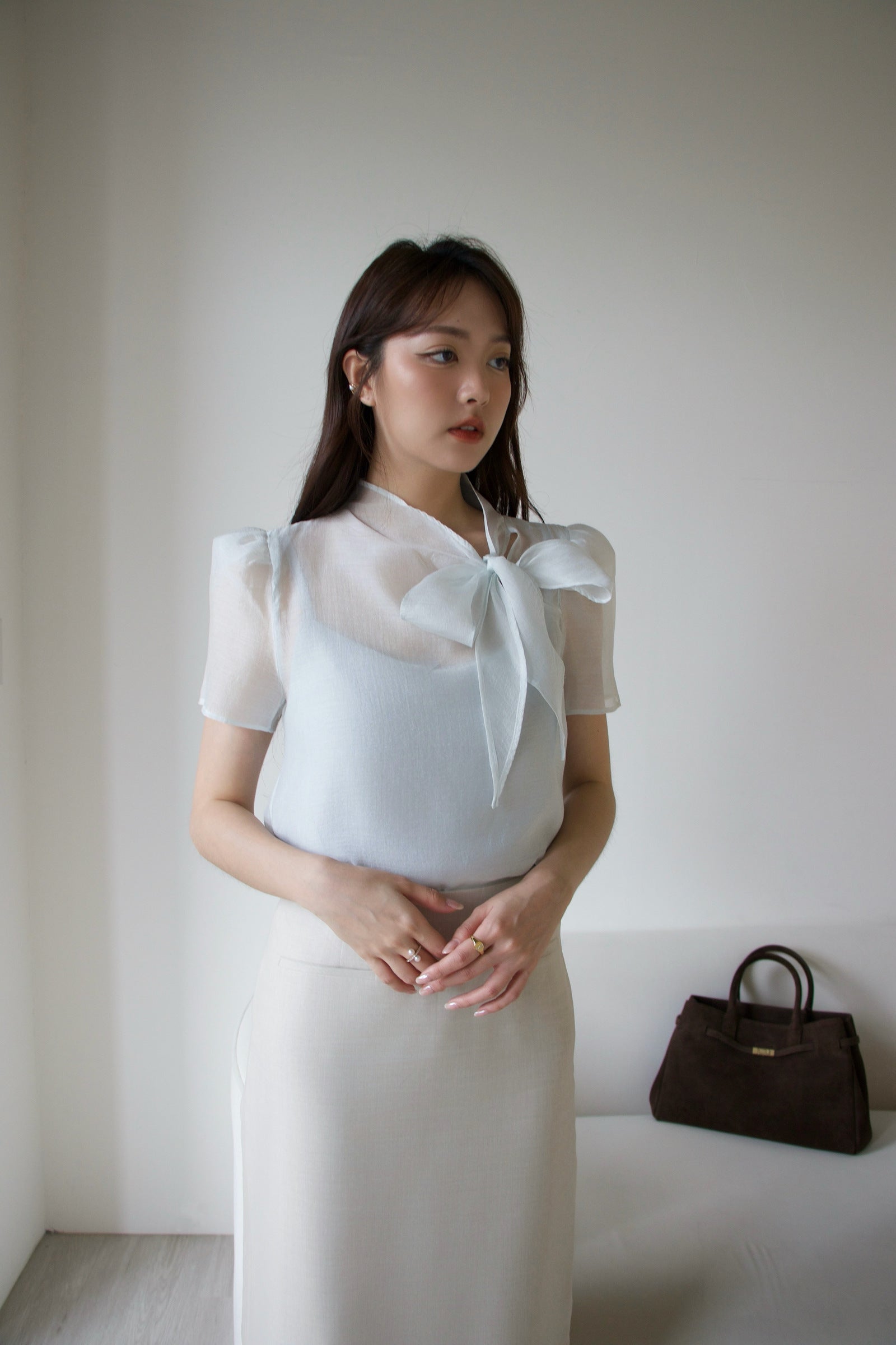 柔光輕紗半裙 沙色/黑色