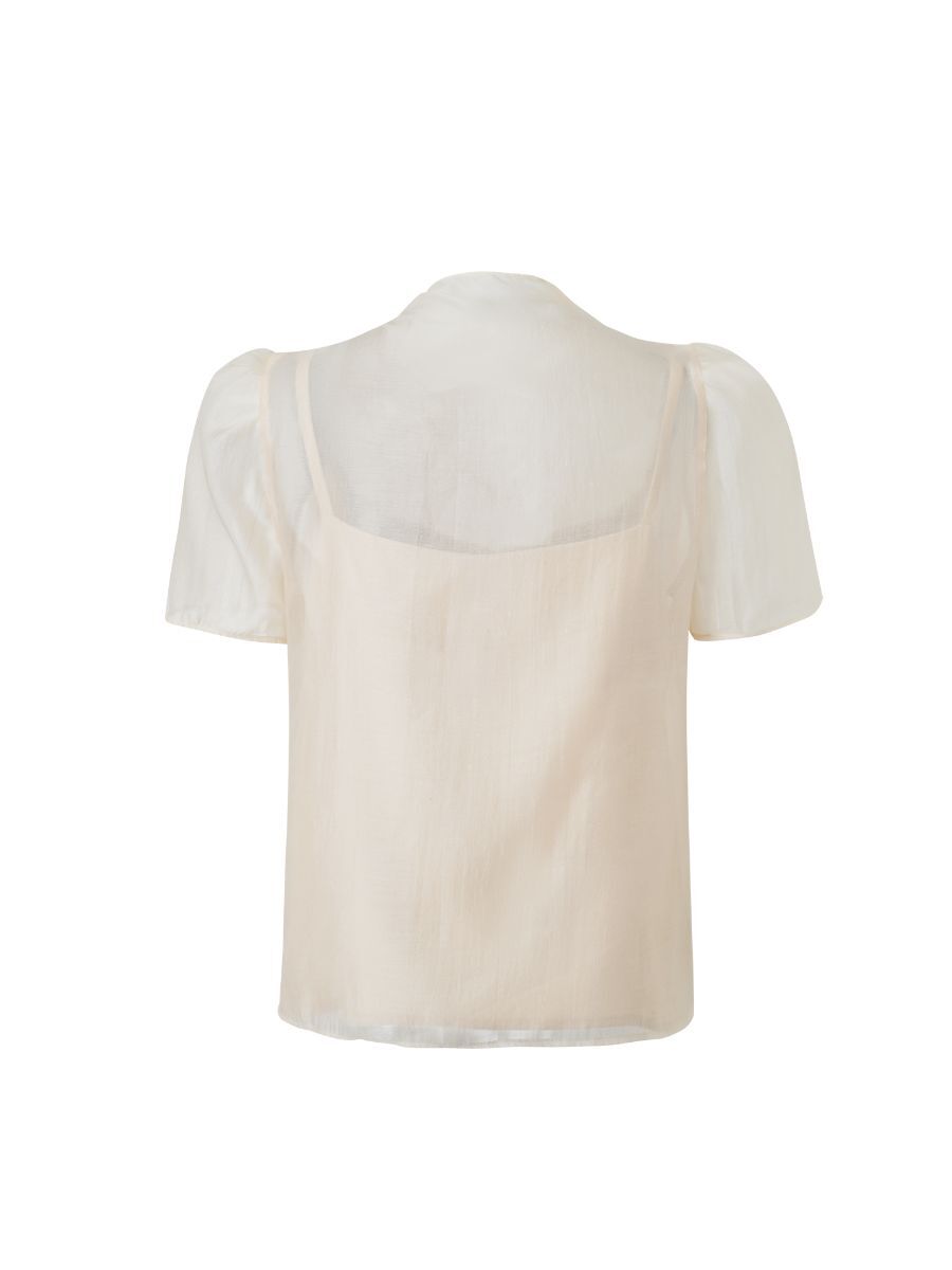 『品牌訂製』Le Calme Blouse 柔和透肌 天絲領巾雙件式上衣 粉膚