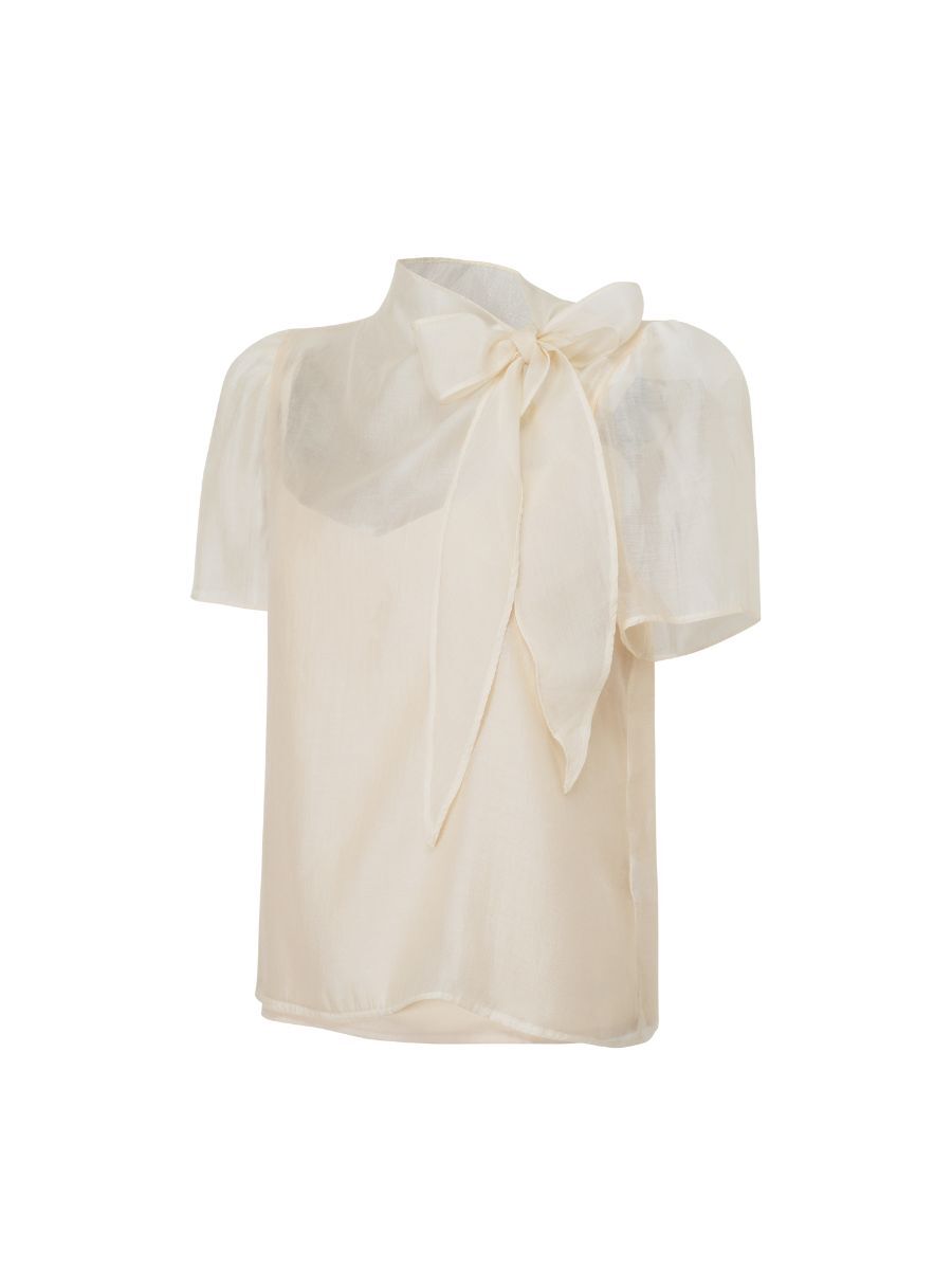 『品牌訂製』Le Calme Blouse 柔和透肌 天絲領巾雙件式上衣 粉膚