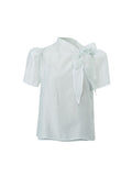 『品牌訂製』Le Calme Blouse 柔和透肌 天絲領巾雙件式上衣 柔藍